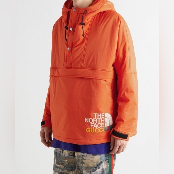 Gucci x The North Face Orange Half Zip Hooded Ripstop Jacket Small Bag Included - Picture 1 of 16